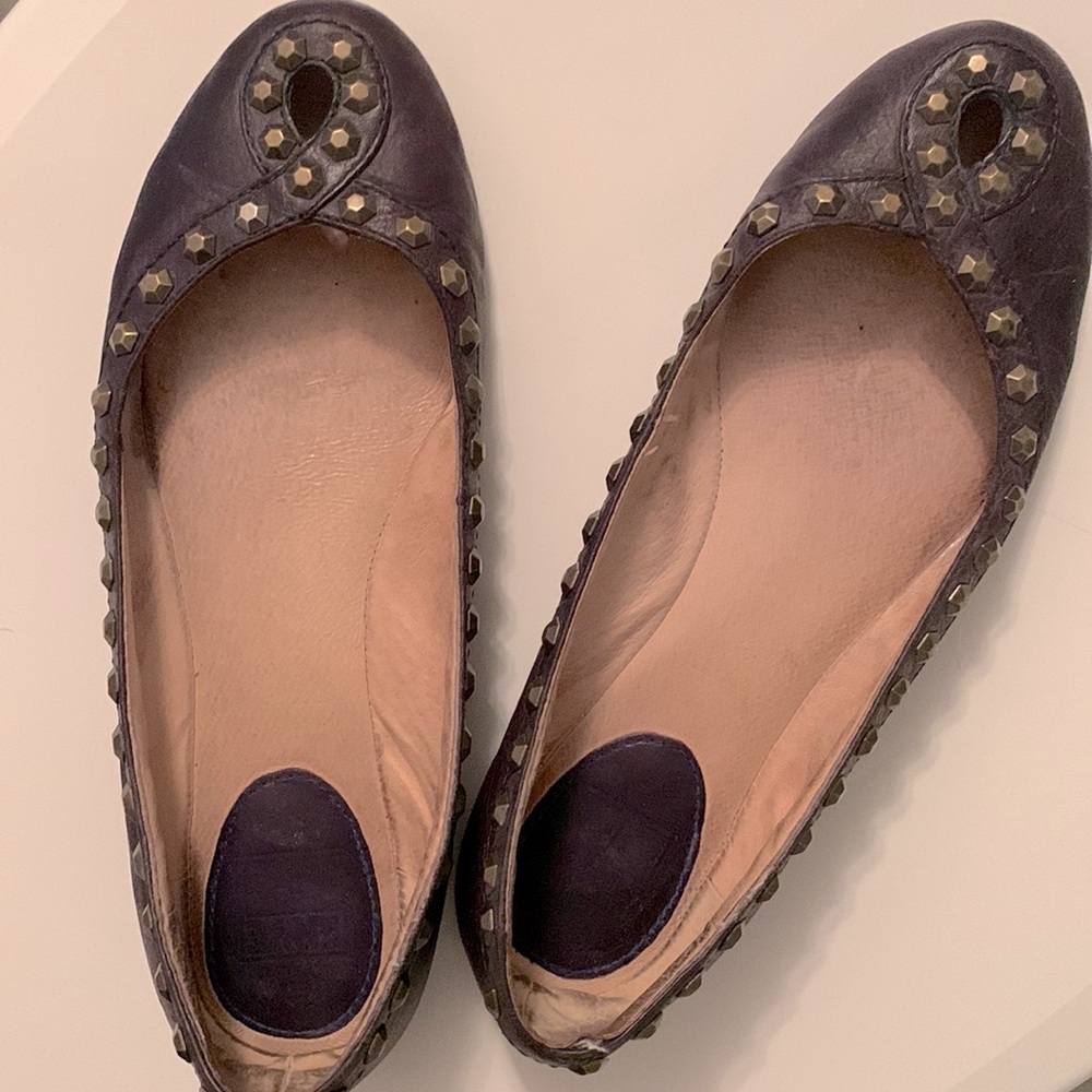 Bronze studded Frye flats